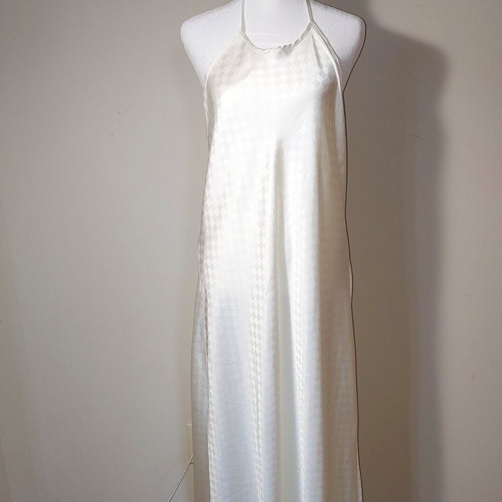 House of Harlow 1960 Halter Low Back Ivory Maxi Formal Slip Dress Size L